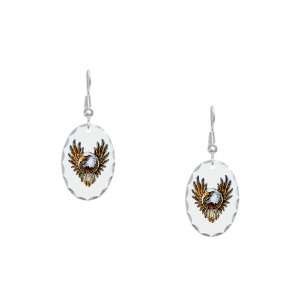  Earring Oval Charm Bald Eagle with Feathers Dreamcatcher 