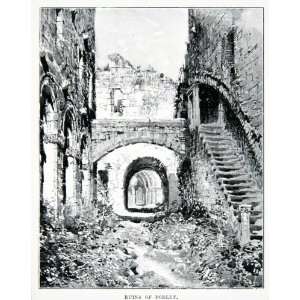  1901 Print Royal Abbey Sta Maria Poblet Ruins Catalonia 