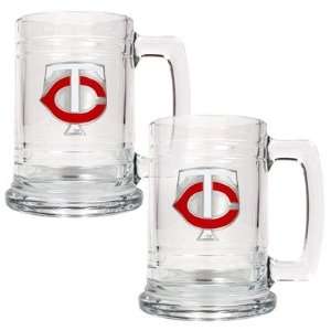   MLB Minnesota Twins 15oz. Glass Tankard (Set of 2)