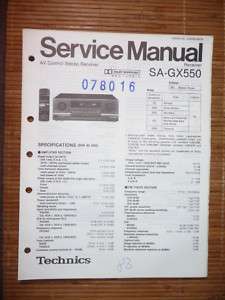 Service Manual Technics SA GX550 Receiver,ORIGINAL  