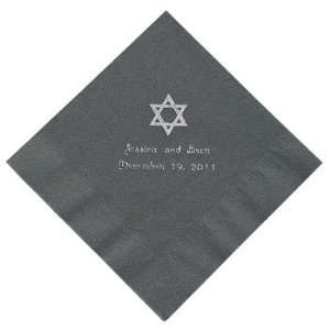 Personalized Star Of David Luncheon Napkins   Silver   Tableware 