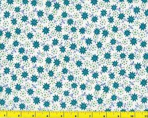 Dark Teal Star Flowers Quilting Fabric by Yard #462  