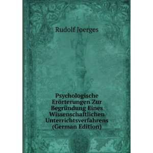   Unterrichtsverfahrens (German Edition) Rudolf Joerges Books