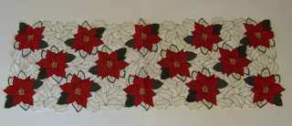 Christmas Holiday Table Runners Poinsettia OR Cardinal 4 Styles Upick 