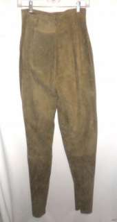 VINTAGE PIA RUCCI GREEN SUEDE PANTS, SIZE 8 TAG $224  