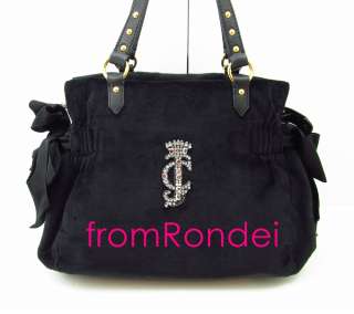   Juicy Couture High Drama Velour Miss Daydreamer Bag BLACK z546  