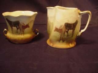 Royal Bayreuth Tapestry Creamer and Suger bowl cow set  