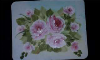 HP SHABBY ROSES PINK MOUSE PAD VICTORIAN HAND PAINTED FRENCH ROSES P.E 