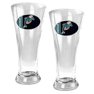  Miami Dolphins NFL 2pc 16oz Pilsner Glass Set Kitchen 