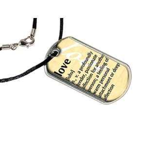 Love Definition   Military Dog Tag Black Satin Cord Necklace