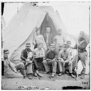   of soldiers of Company G, 71st New York Vols. In front of Sibley tent