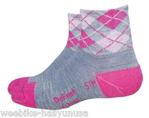 DeFeet Womens Wooleator PINK ARGYLE Merino Wool Socks all sizes 