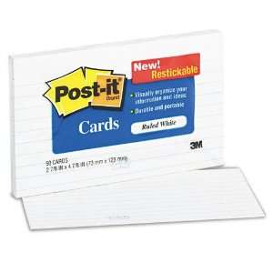 Post it  Ruled Index Cards, 3 x 5, White, 50 per Pack    Sold as 2 