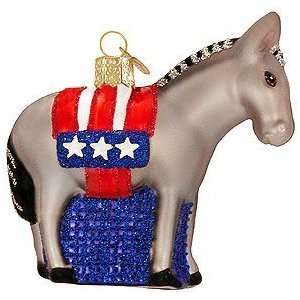 Democratic Donkey Glass Ornament