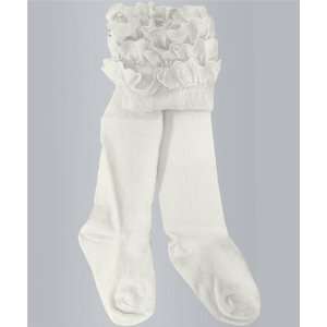   ~ Rhumba Knit Tight ~ Lace Ruffle Bottom ~ White Sz. 18 24 Mo. Baby