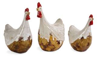 Classic Ceramic Decorative Kitchen Chicken Hen Sculpture Statue   Set 
