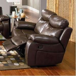 Denisa Casual Brown Bonded Leather Reclining Love Seat 