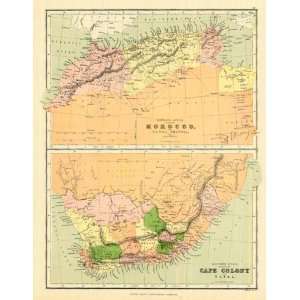  Bartholomew 1858 Antique Map of Morocco & Cape Colony 