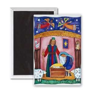  Nativity with Angels by Cathy Baxter   3x2 inch Fridge 