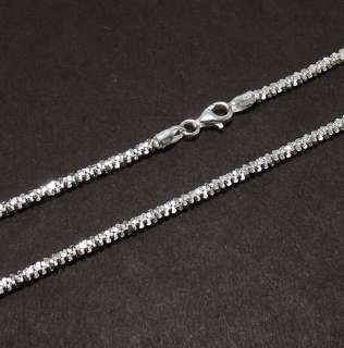 20mm Twisted Rock Sparkle Glitter Chain Necklace Real 925 Sterling 