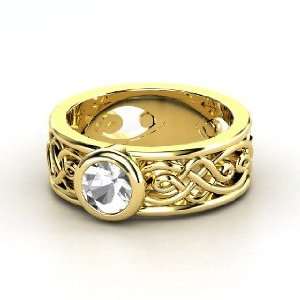  Alhambra Ring, Round Rock Crystal 14K Yellow Gold Ring 