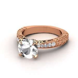 Megan Ring, Round Rock Crystal 18K Rose Gold Ring with 