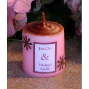 Pink/Brown Flower Candle   1.75 tall