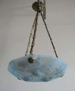 ROBA signed FRENCH opalescent ART DECO CHANDELIER  