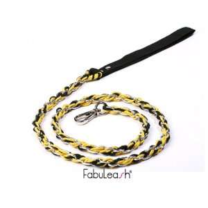 FabuLeash Twister Silver Chain Link with Black & Yellow Rope 