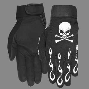 Mechanic Motorcycle Bike Goth Skull Crossbones Glove 
