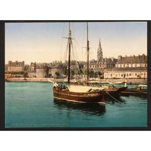  Photochrom Reprint of Harbor and main gate, St. Malo 