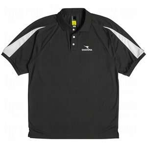  Diadora Mens DiaDry Rigore Polos Black/Medium Sports 