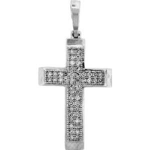 Sterling Silver Diamond Cross Shaped Pendant Encrusted With 0.15 Carat 