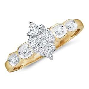 Diamond Promise Ring 10k Yellow Gold Anniversary (1/10 Carat), Size 8 