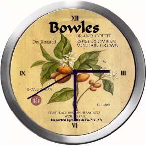  BOWLES 14 Inch Coffee Metal Clock Quartz Movement Kitchen 