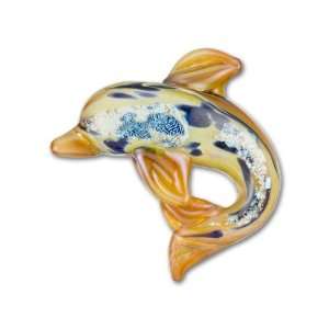   Dichroic Boro Glass Dolphin Bead (2pc Pack) Arts, Crafts & Sewing