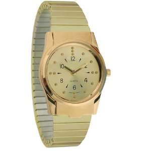  Mens Gold Tone Braille Watch