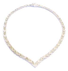 Sterling Silver Diamond Cut Riccio Link V Drop Chain Necklace; ITALY 