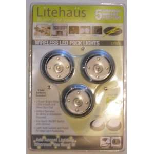  Litehaus LPL623CPBB 5 LED Puck Light 3 Pack Silver