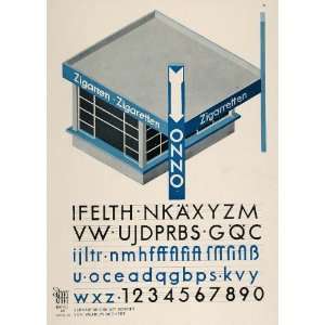  1928 Art Deco Design Font Letters Cigarette Shop Print 