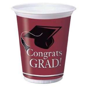    Congrats Grad 16 oz Plastic Cups, Burgundy