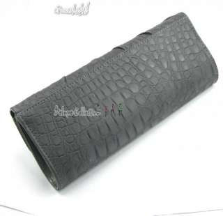 D01A Dignity Black Crocodile Print Crystals Women/ Lady Clutch Bag 