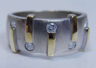Estate Eisa 14K White Gold Diamond Mens Band Ring Estate Jewelry 