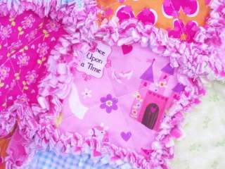 Once upon a time ~~~Sweet and Soft baby girl rag quilt blanket  