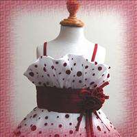 Reds Dotted Wedding Party Flower Girl Prom Dress SZ 3 8  