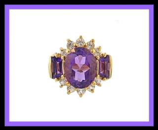 10K Solid Yellow Gold Amethyst & Sapphire Fashion Ring  