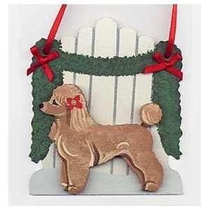  Apricot Miniature Poodle Wooden Christmas Ornament