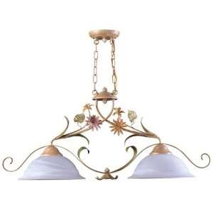   Light Island In Antique Ivory And White Floral Glass