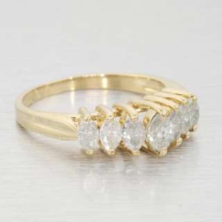 Elegant Vintage 14k Yellow Gold 0.75ct Marquise Diamond Cathedral Ring 