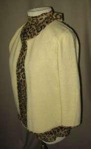 BANANA REPUBLIC Leopard Print Silk Blouse w/Angora/Wool Sweater Size S 